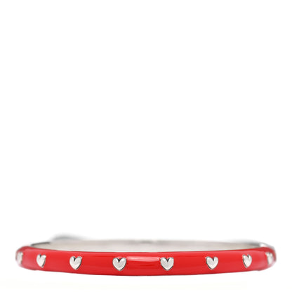 Tiffany Sterling Silver Enamel Heart Bangle Bracelet Red 2 of 3
