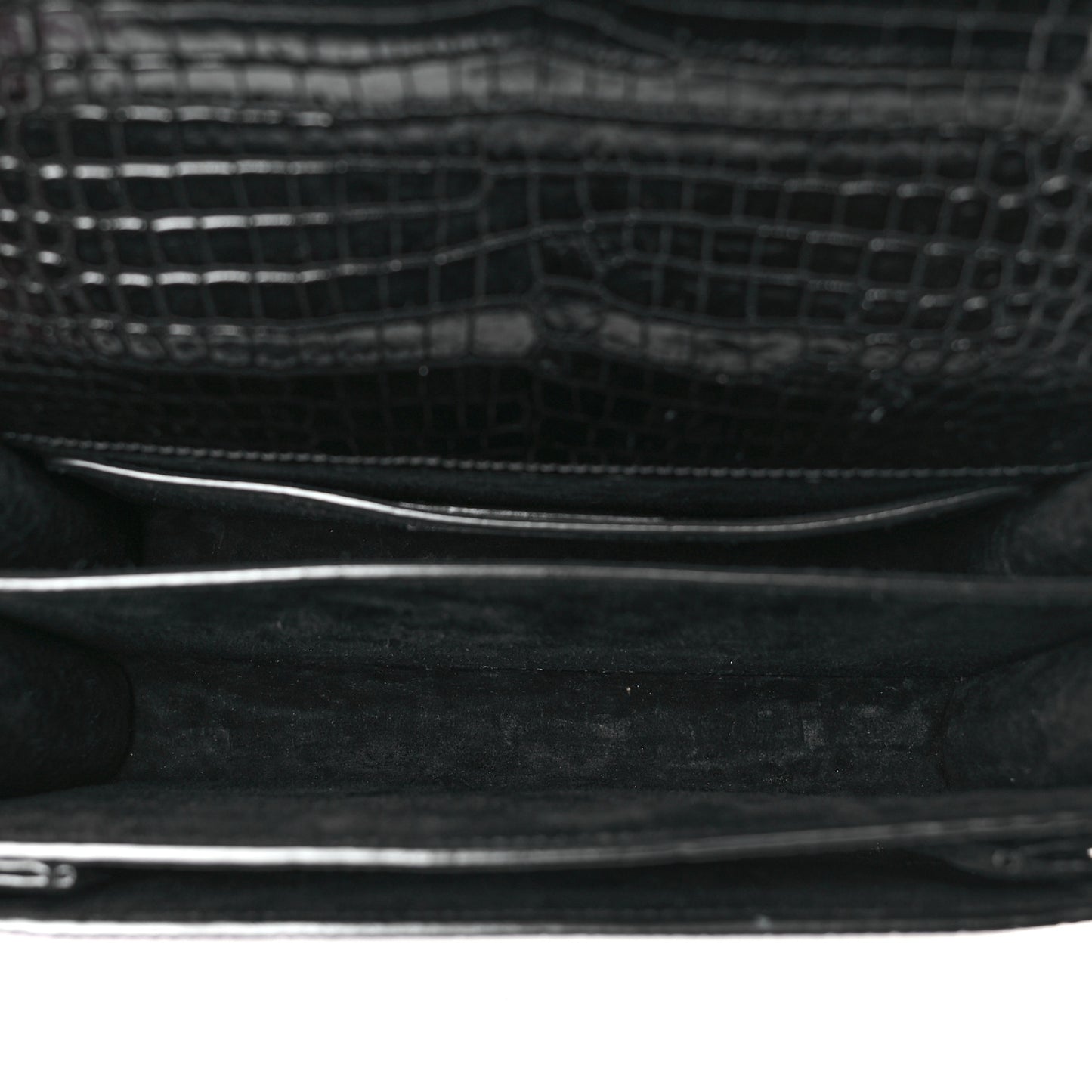 Calfskin Crocodile Embossed Medium Monogram Sunset Black
