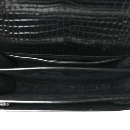 Saint Laurent Calfskin Crocodile Embossed Medium Monogram Sunset Black 5 of 9