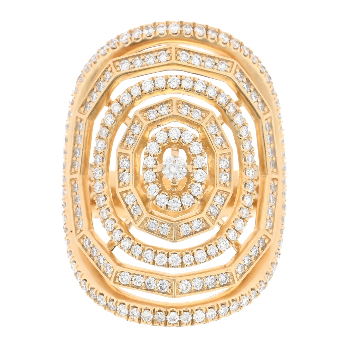 18K Yellow Gold Diamond 30mm Stax Ring 54 7