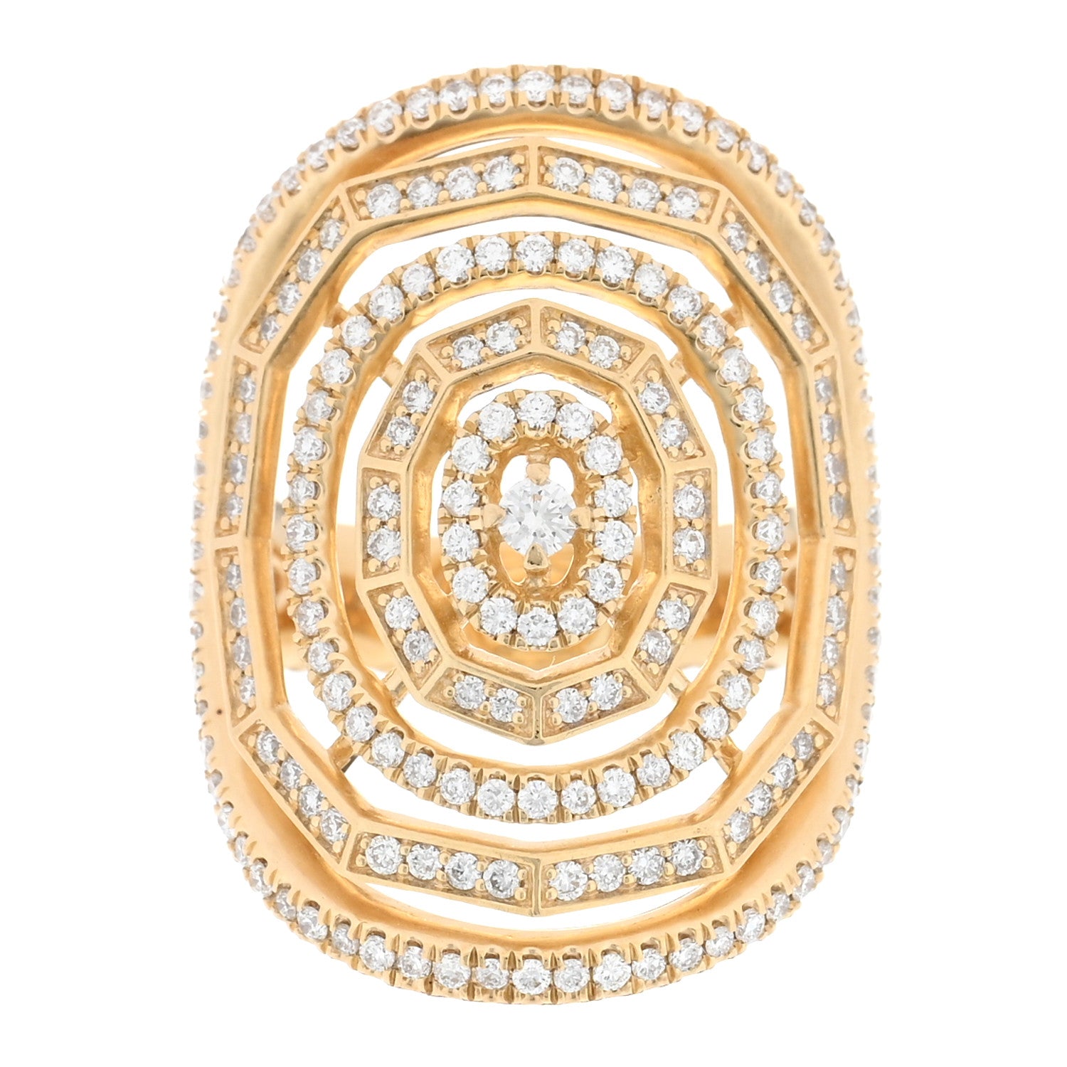 David Yurman 18K Yellow Gold Diamond 30mm Stax Ring 54 7 1 of 4