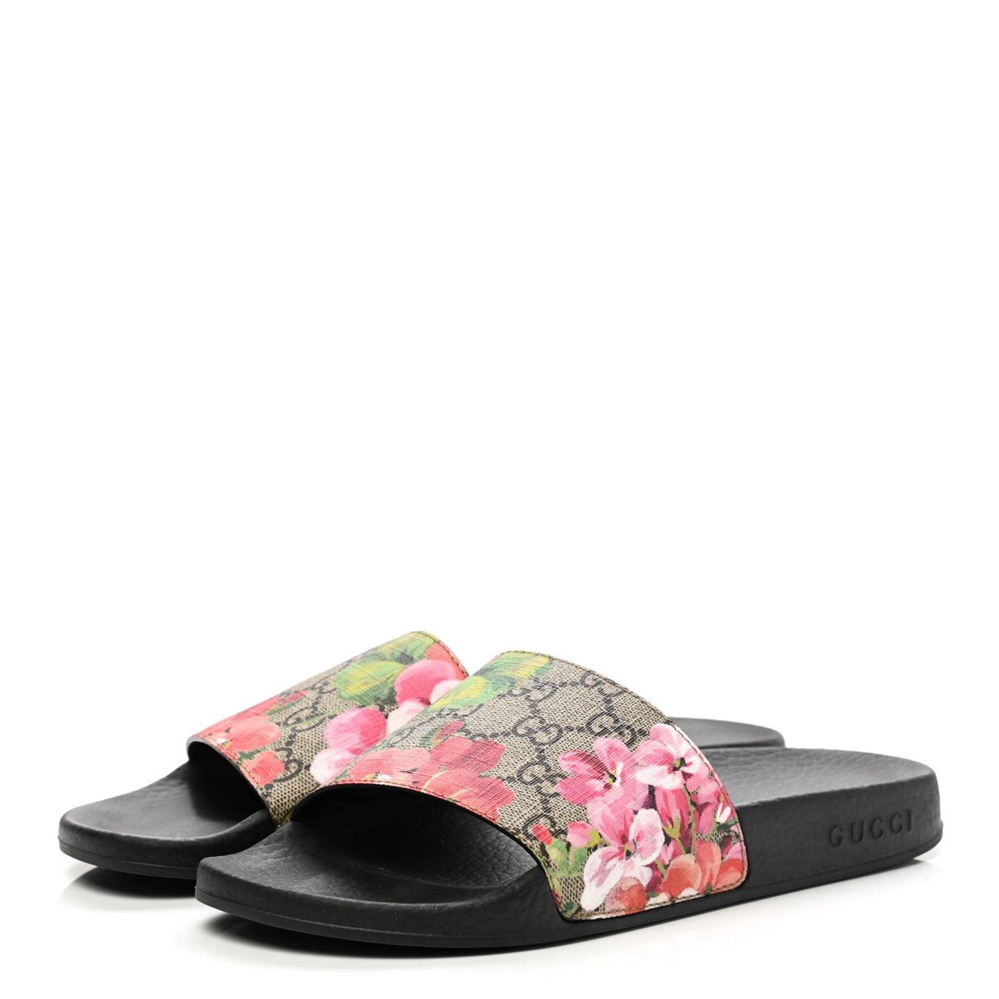 GG Supreme Monogram Blooms Slide Sandals 38 Beige Multicolor