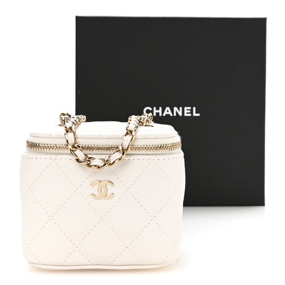 Chanel Caviar Quilted Mini Vanity Case With Chain White 11 of 11