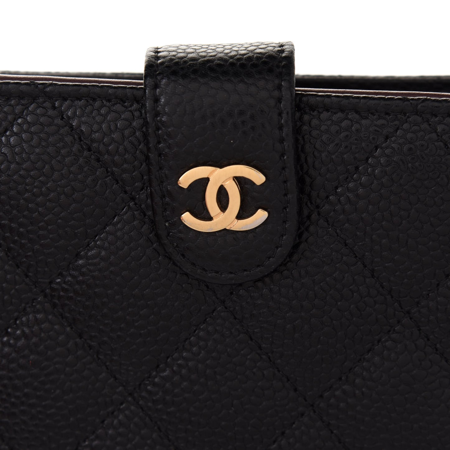 Caviar Quilted Zipped Pocket Wallet Black