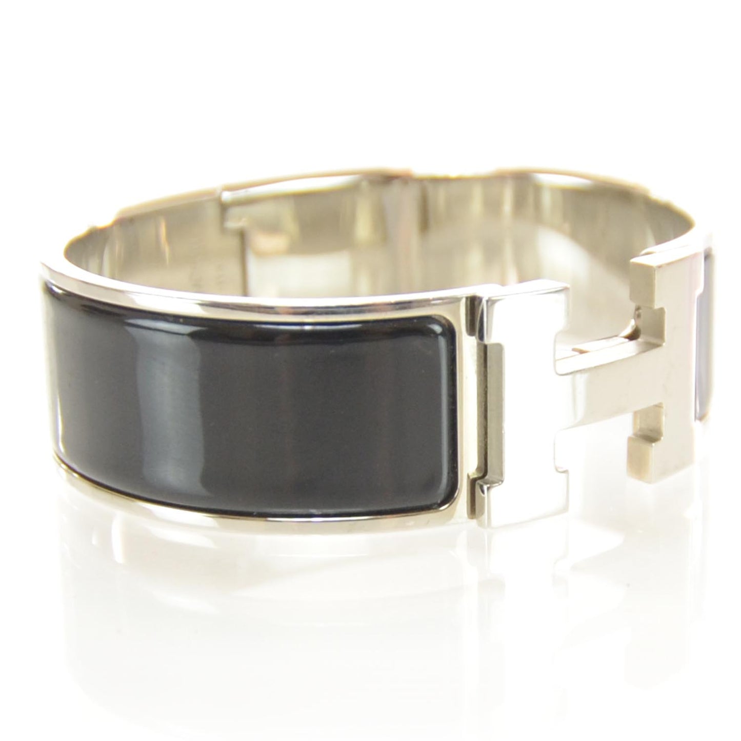 Enamel Clic Clac H Bracelet Wide GM Black Silver