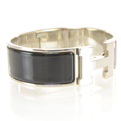 Hermes Enamel Clic Clac H Bracelet Wide GM Black Silver 2 of 7