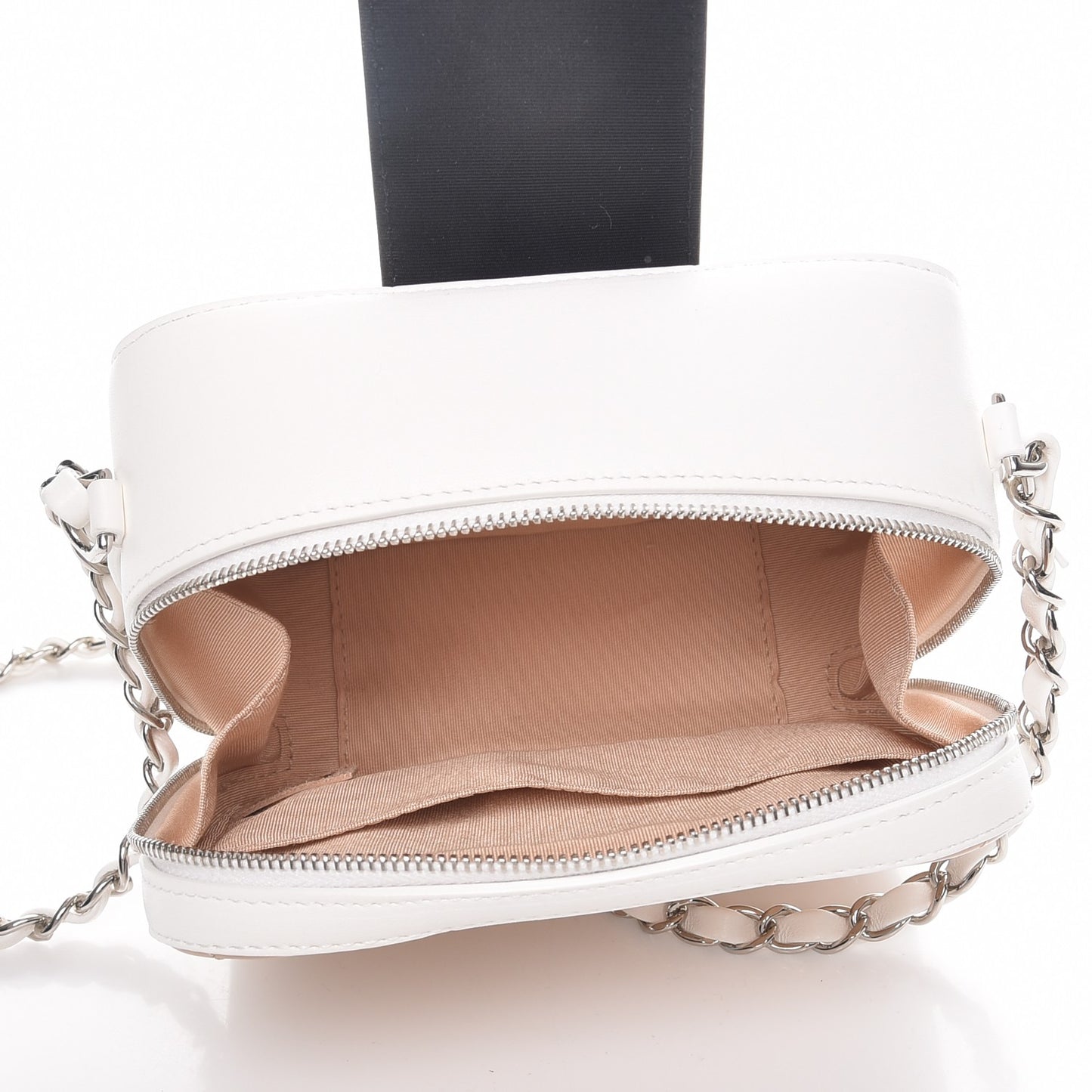 Lambskin Quilted Tri-Color Mini Camera Case Bag Beige