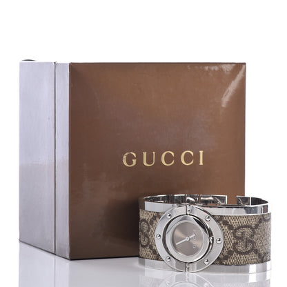 Gucci Stainless Steel Canvas 33mm Twirl Monogram Quartz Watch Brown 6 of 6