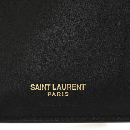 Saint Laurent Patent Calfskin Snakeskin Embossed Uptown Monogram Card Case Black 6 of 8