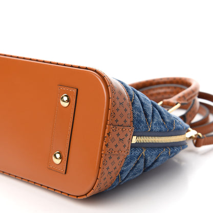 Louis Vuitton Denim Calfskin Reverse Monogram Malletage Alma BB Blue 7 of 10