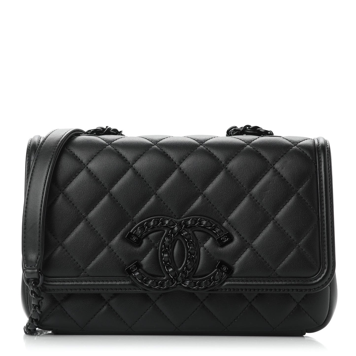 Lambskin Quilted Small CC Filigree Flap Black