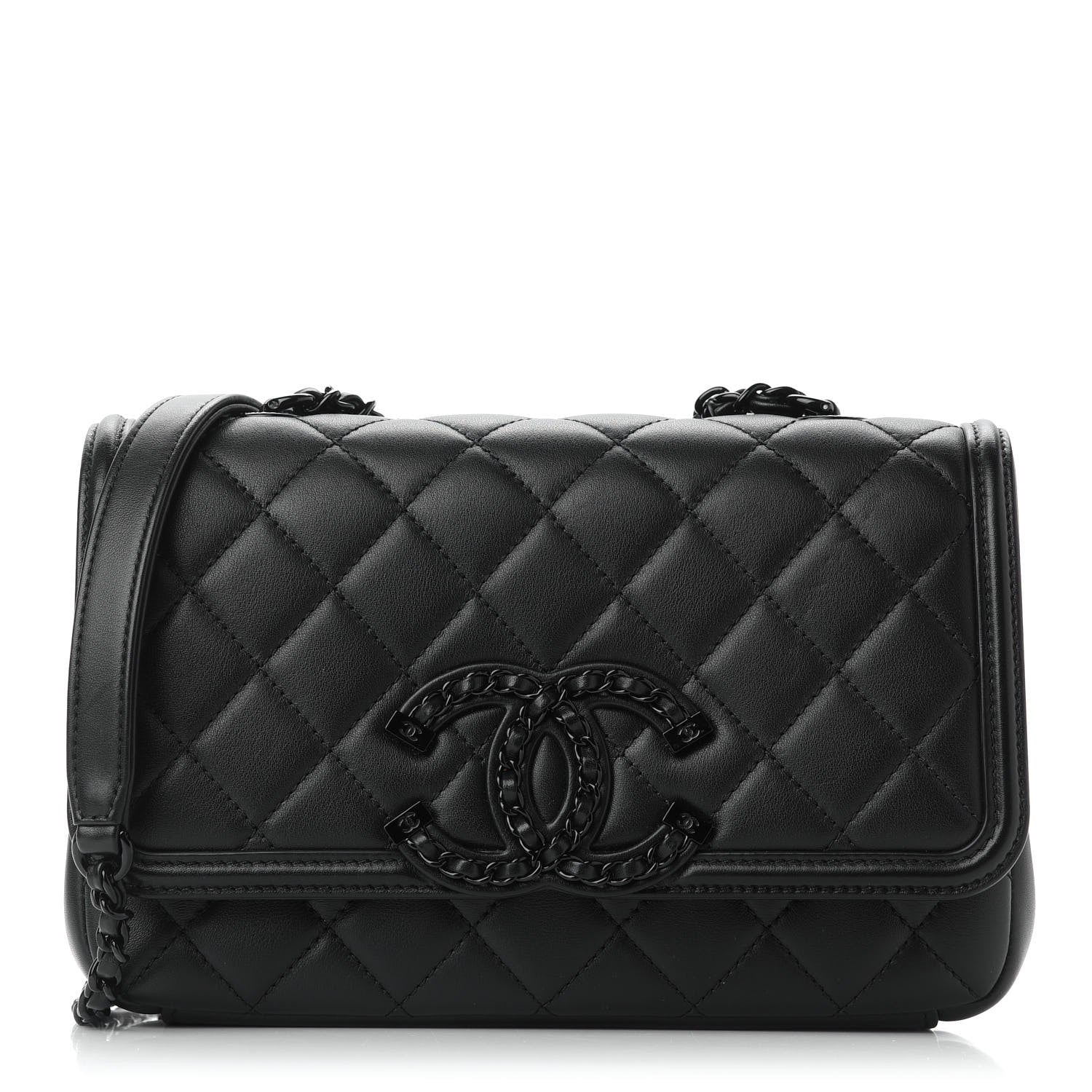 Chanel Lambskin Quilted Small CC Filigree Flap Black 1 of 9