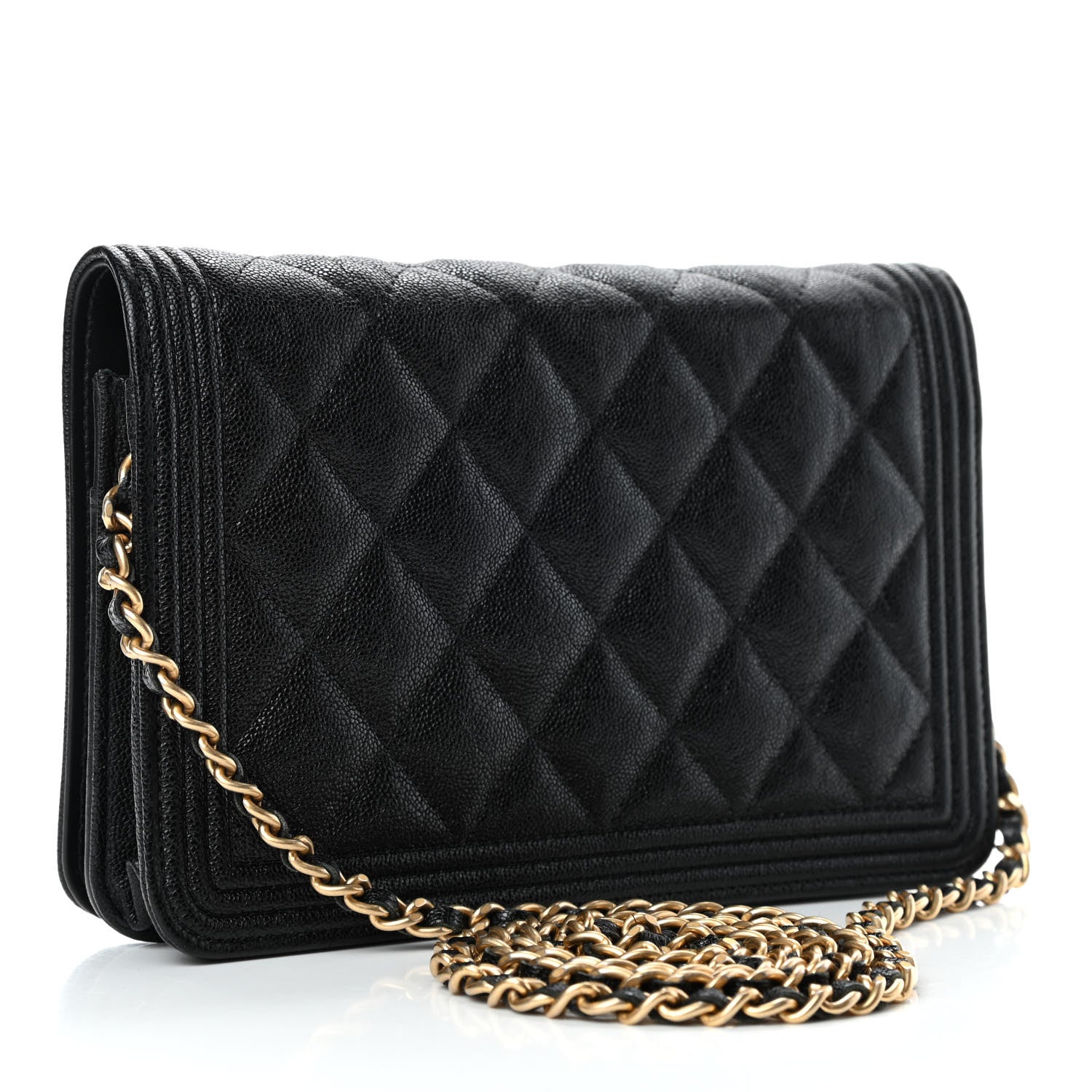 Chanel Caviar Quilted Boy Wallet On Chain WOC Black 2 of 5
