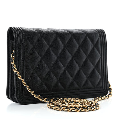 Chanel Caviar Quilted Boy Wallet On Chain WOC Black 2 of 5