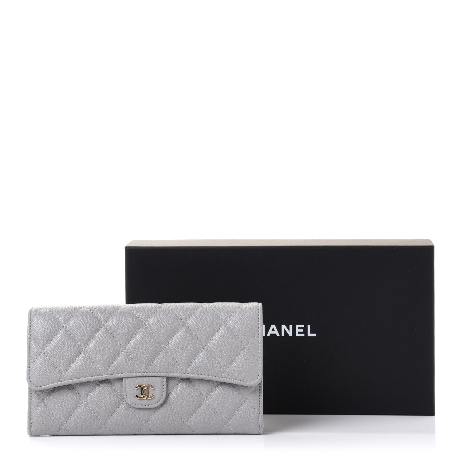 Chanel Caviar Quilted Large Flap Wallet Grey 9 of 9