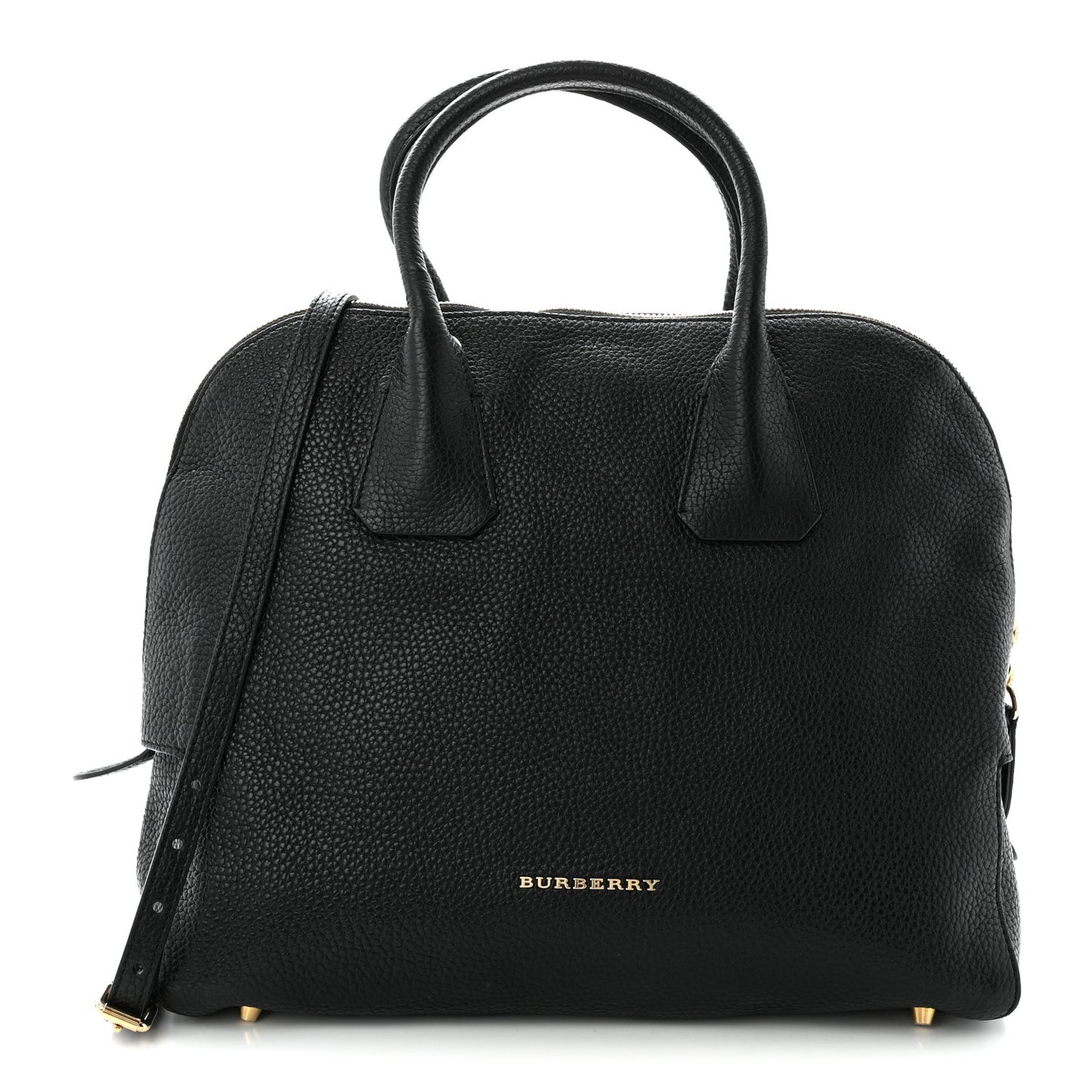 London Grainy Calfskin Greenwood Bowling Bag Black