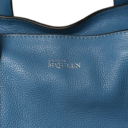 Alexander McQueen Pebbled Calfskin Large Skull Padlock Zip Around Tote Light Blue 11 of 17
