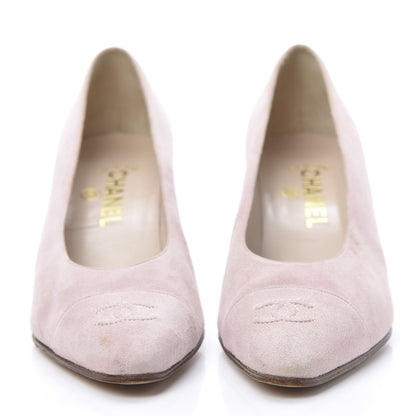 Chanel Suede Goatskin CC Cap Toe Pumps 39.5 Pink 2 of 12