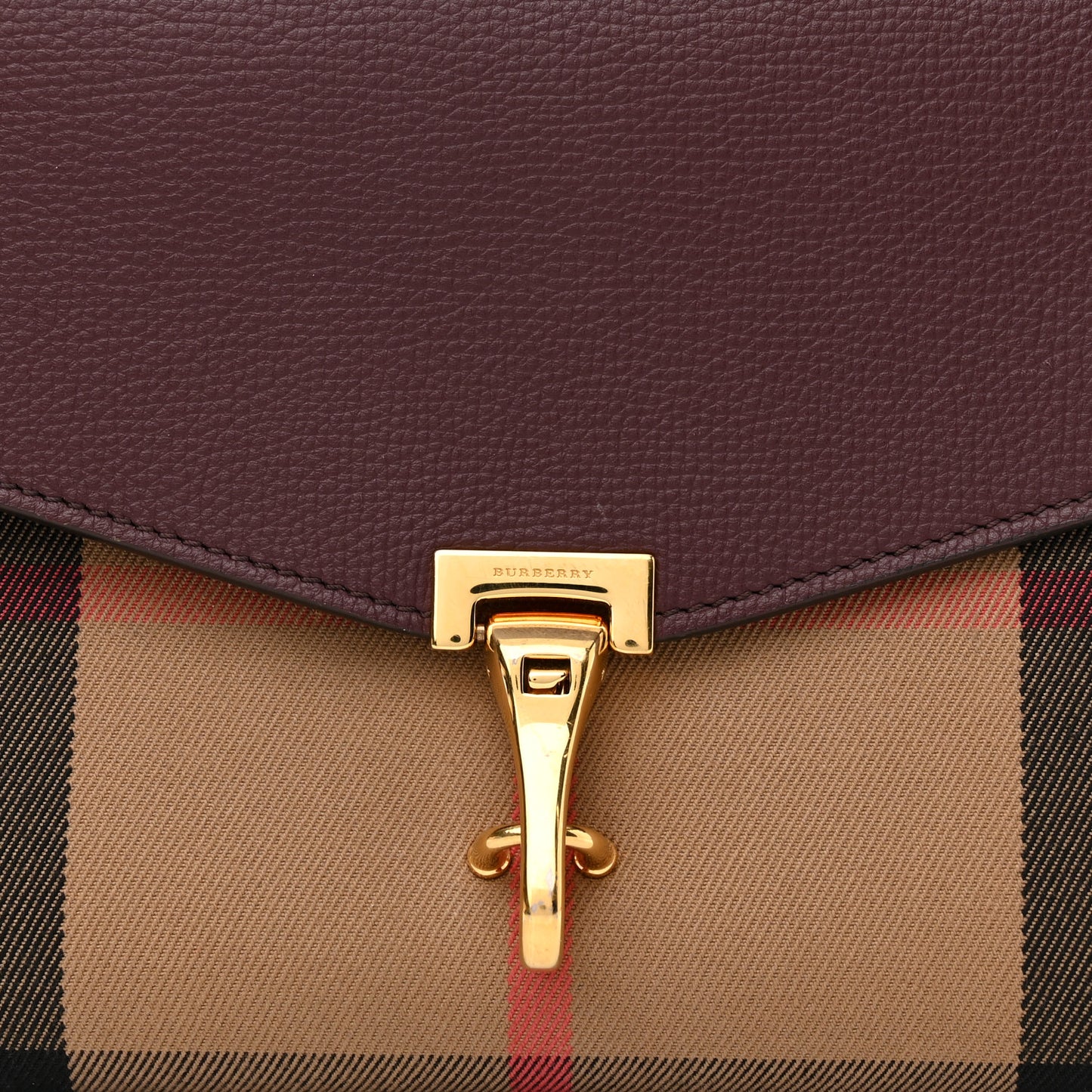 Derby Calfskin House Check Small Macken Crossbody Bag Mahogany Red