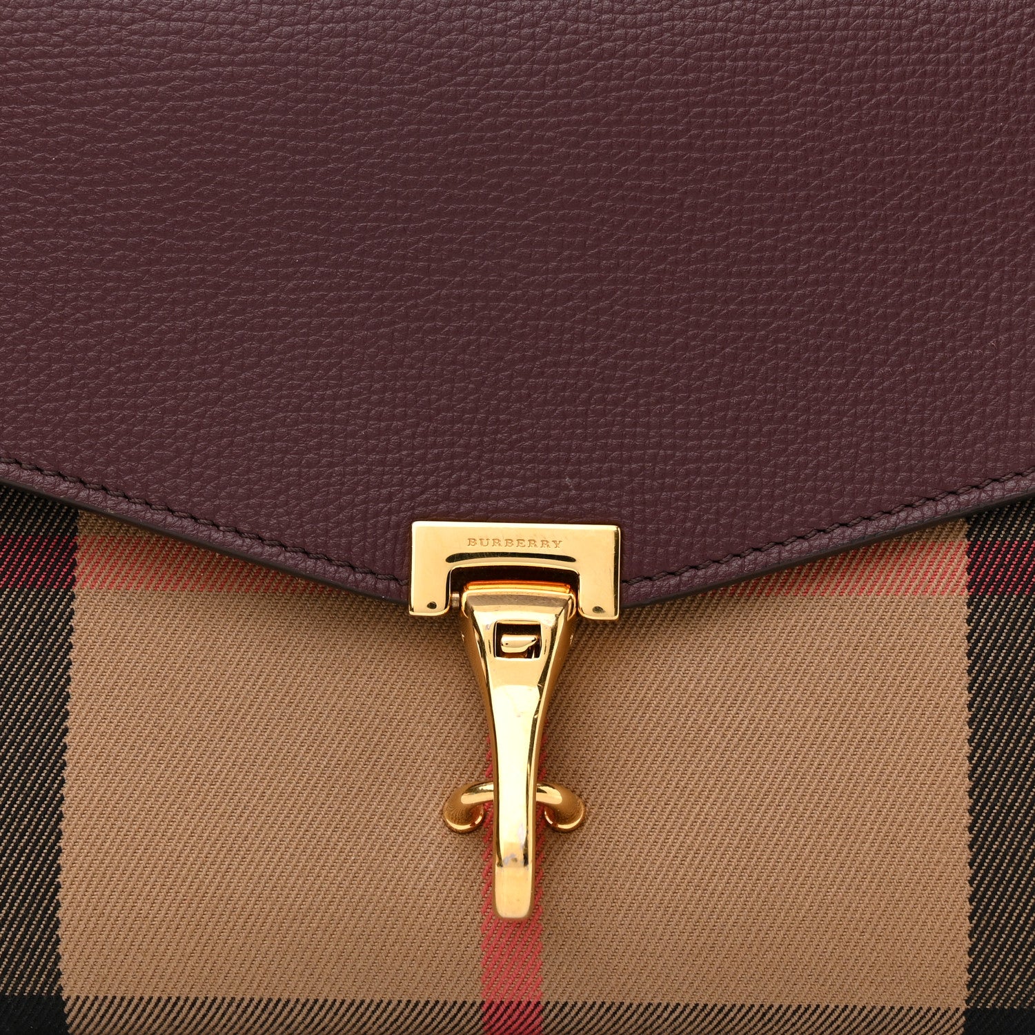 Burberry Derby Calfskin House Check Small Macken Crossbody Bag Mahogany Red 9 of 16