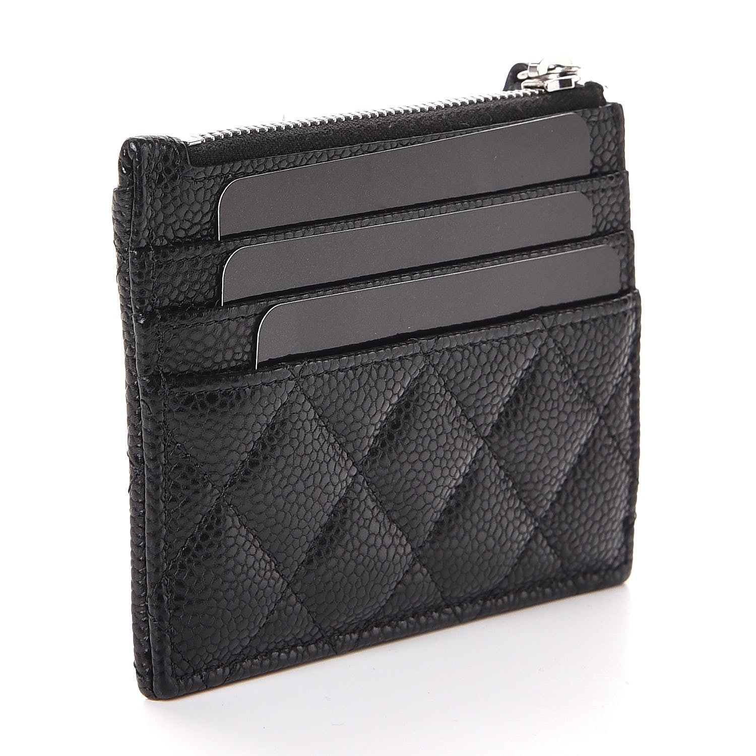 Chanel Caviar Quilted CC Zip Card Holder Black 3 of 8
