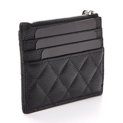 Chanel Caviar Quilted CC Zip Card Holder Black 3 of 8