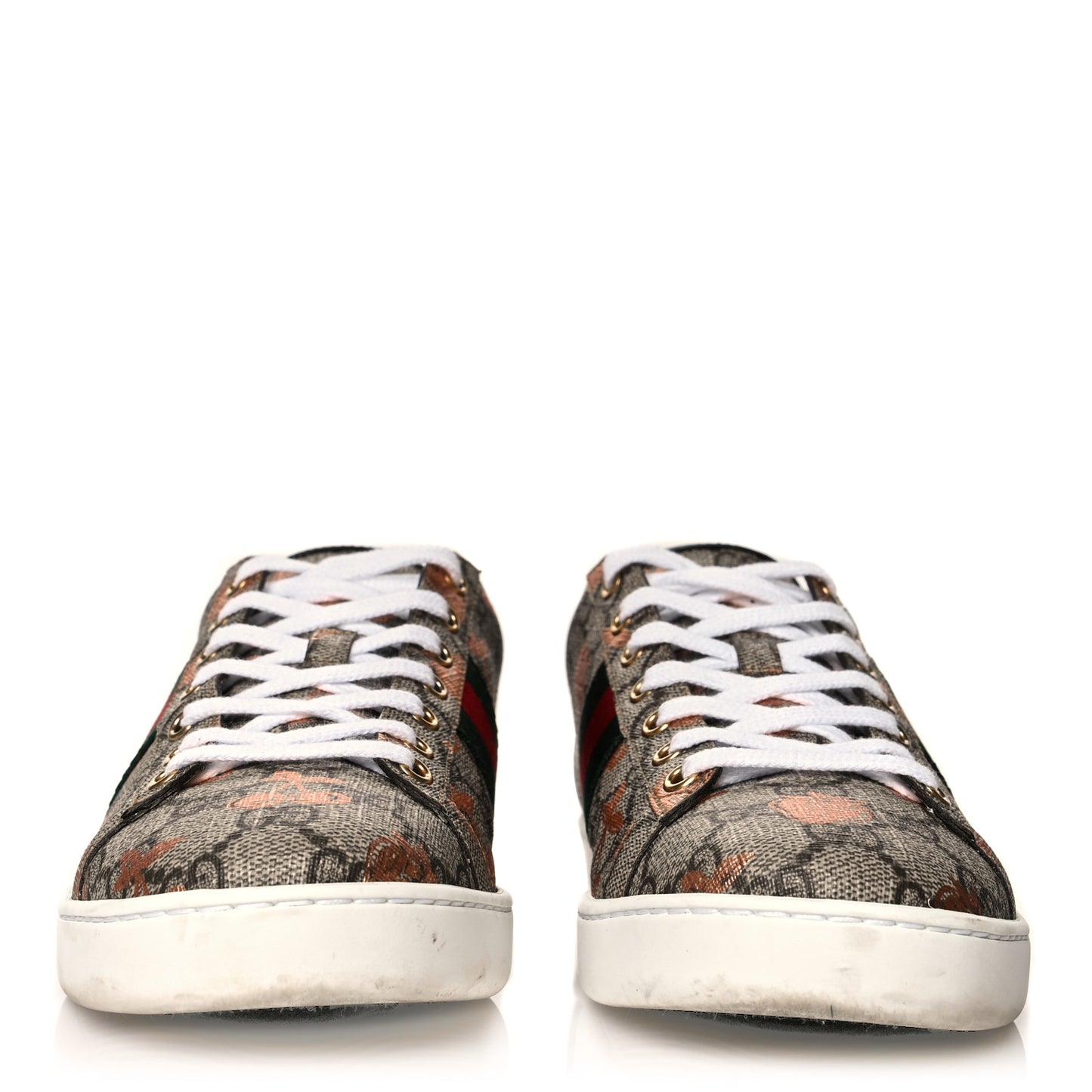 GG Supreme Monogram Berry Web Womens Ace Sneakers 39.5 Beige Light Copper Black