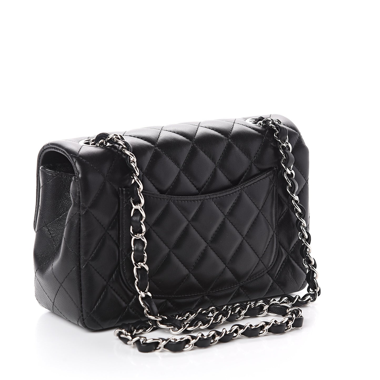 Lambskin Quilted Mini Rectangular Flap Black