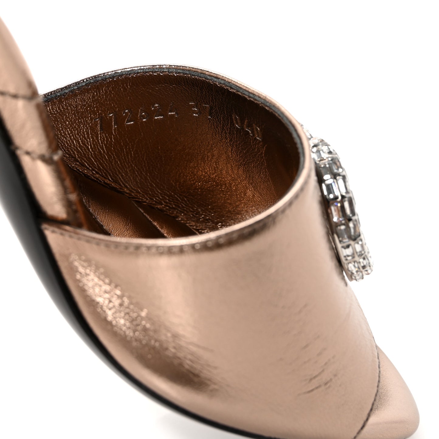 Metallic Nappa Crystal Double G Mules 37 Rame