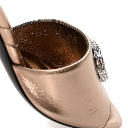 Gucci Metallic Nappa Crystal Double G Mules 37 Rame 8 of 9