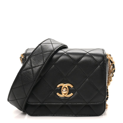 Chanel Lambskin Quilted Small Multiple Chain Flap Black 1 of 10