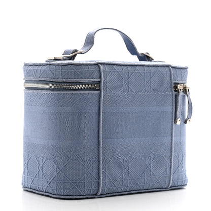 Christian Dior Canvas Embroidered Cannage Diortravel Vanity Case Blue 3 of 9