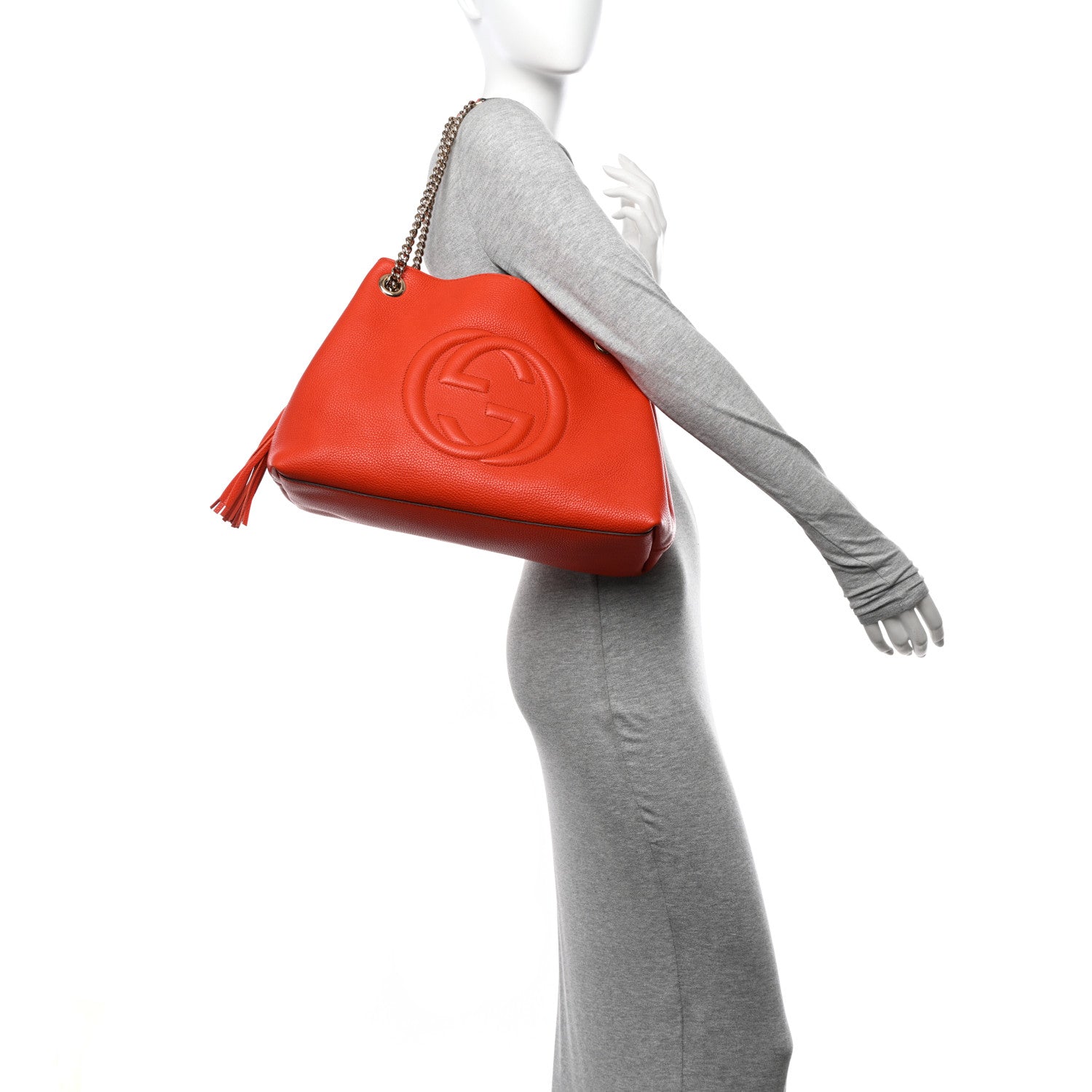 Gucci Pebbled Calfskin Medium Soho Chain Shoulder Bag Sun Orange 3 of 10