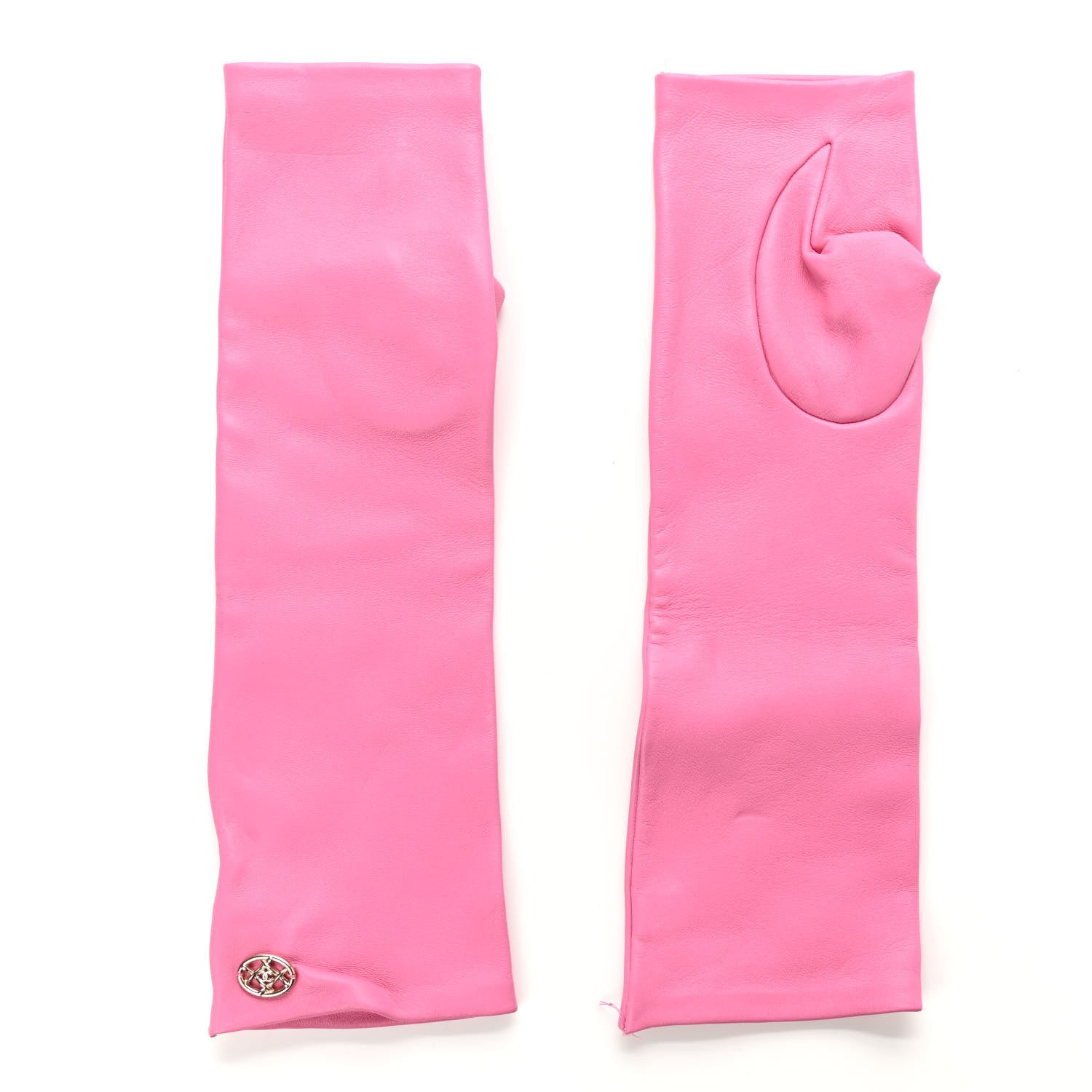 Chanel Lambskin Fingerless CC Long Gloves 7 Pink 2 of 8