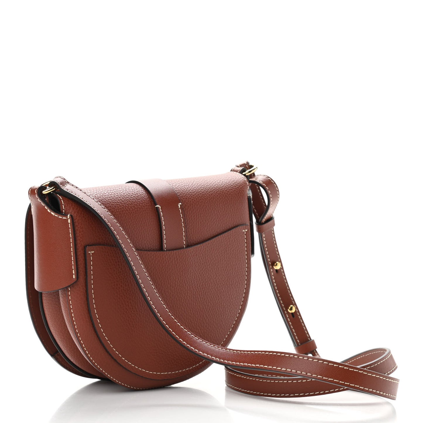 Grained Calfskin Small Darryl Saddle Crossbody Bag Sepia Brown