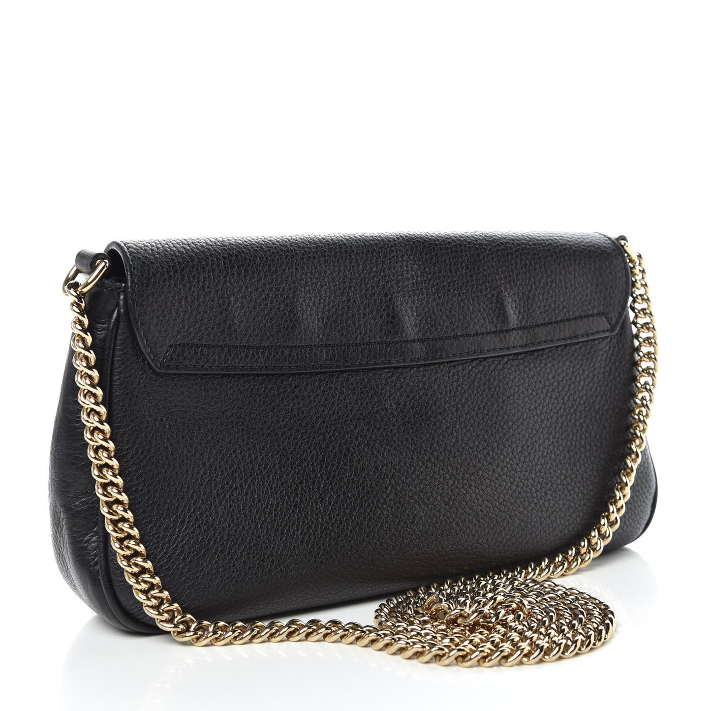 Pebbled Calfskin Medium Soho Flap Crossbody Black