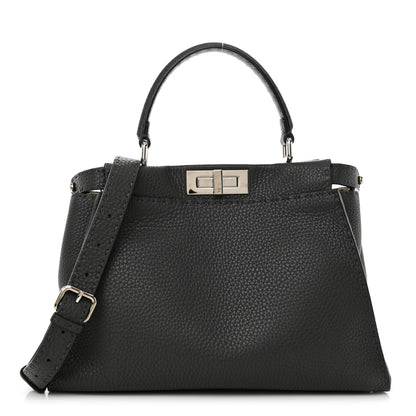 Fendi Cuoio Romano Selleria Bi-Color Medium Peekaboo Iconic Satchel Asfalto Latte 1 of 12