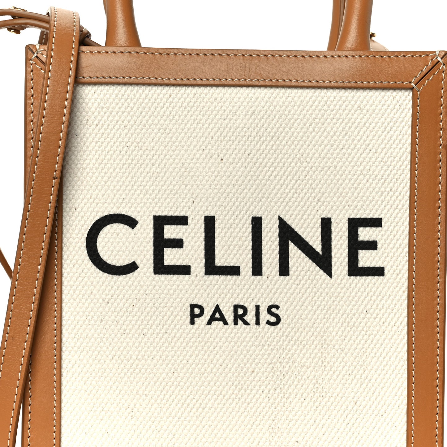 Canvas Calfskin Mini Vertical Cabas Natural Tan