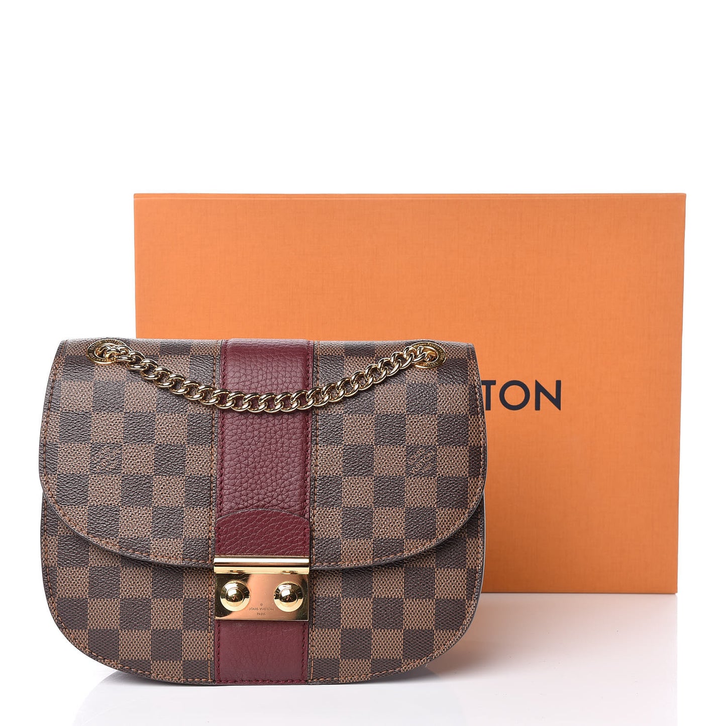 Damier Ebene Cuir Taurillon Wight Bordeaux