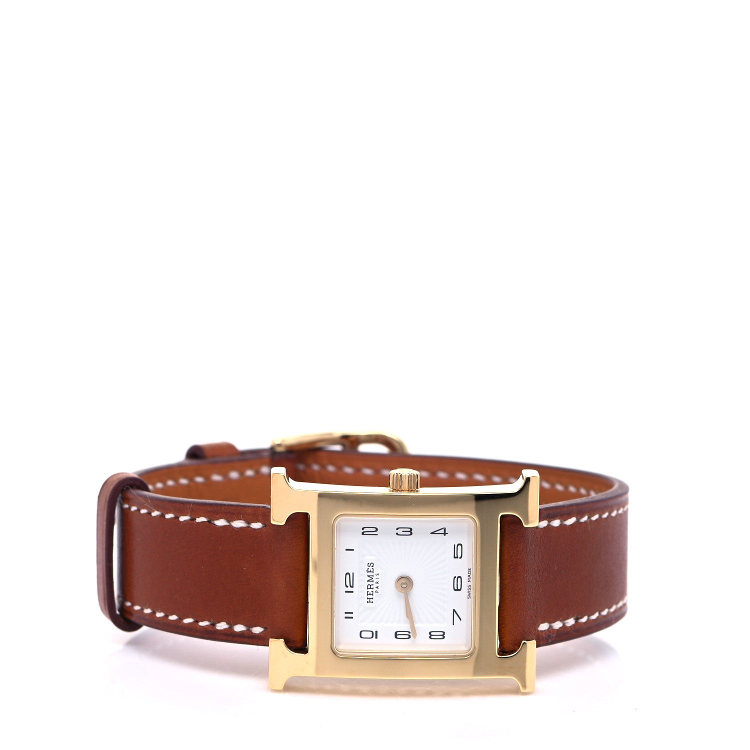 Hermes Stainless Steel Barenia 21mm Heure H Hour Quartz Watch Fauve 2 of 7