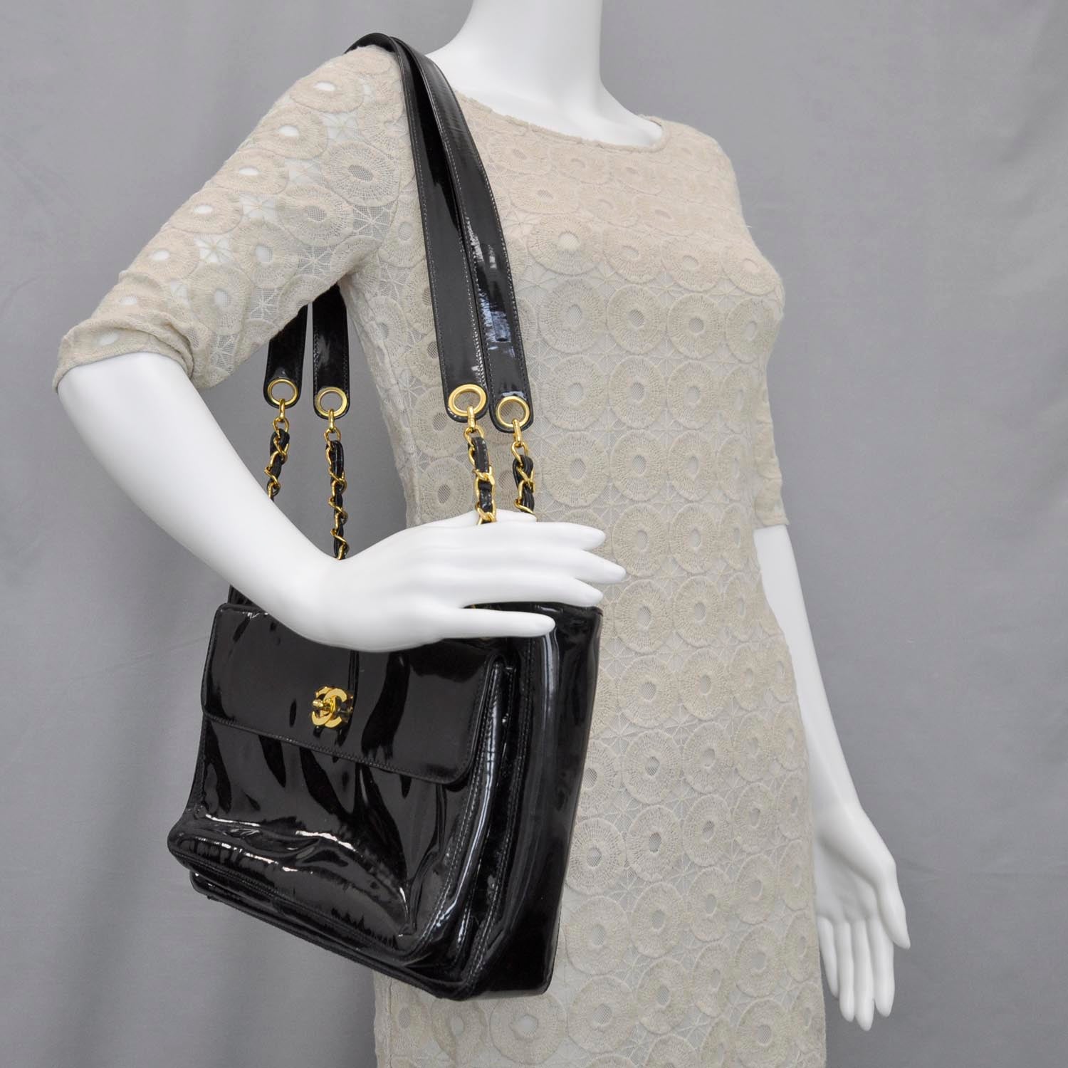 Chanel Patent Shoulder Bag Black 2 of 9