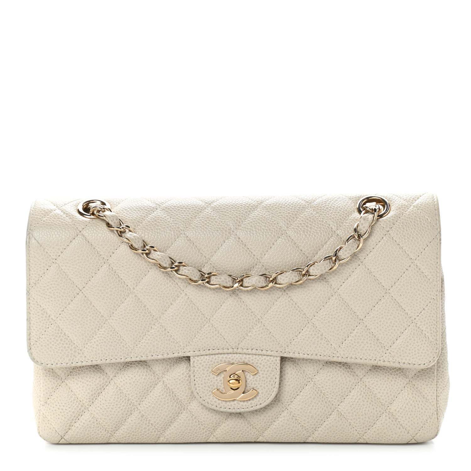 Chanel Caviar Quilted Medium Double Flap Light Beige 1 of 8