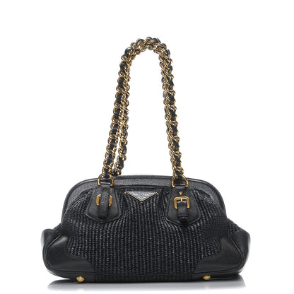 Prada Paglia Cinghiale Frame Tote Black 5 of 11