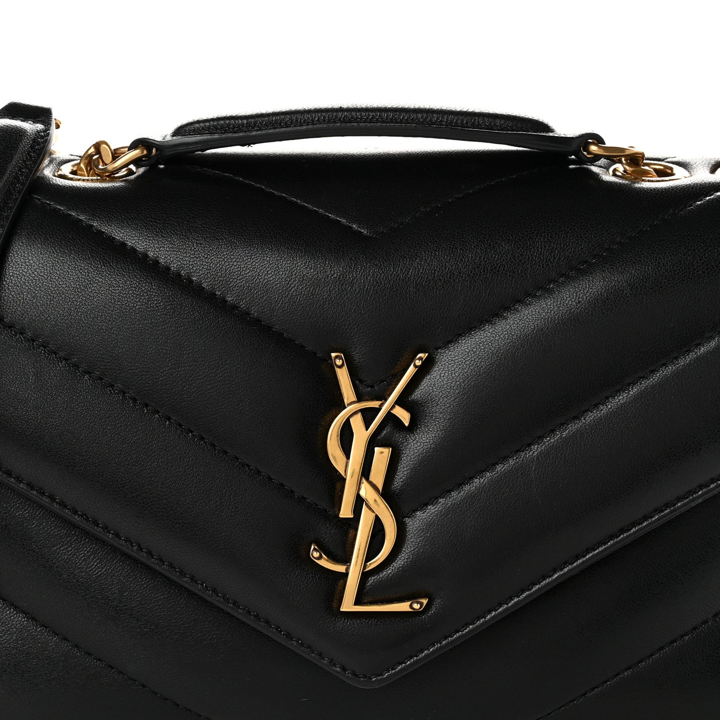 Lambskin Chevron Quilted Small Loulou Black