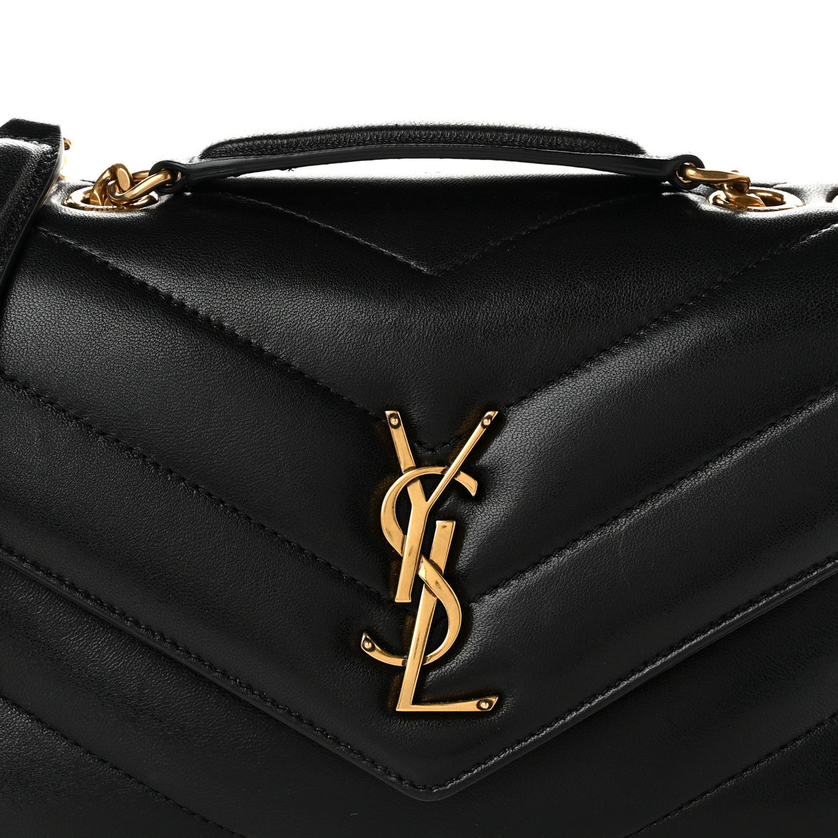 Saint Laurent Lambskin Chevron Quilted Small Loulou Black 9 of 12