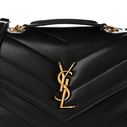 Saint Laurent Lambskin Chevron Quilted Small Loulou Black 9 of 12