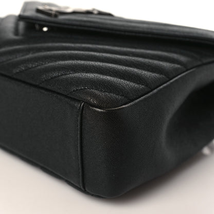 Saint Laurent Sheepskin Matelasse Chevron Monogram Medium College Bag Black 8 of 8