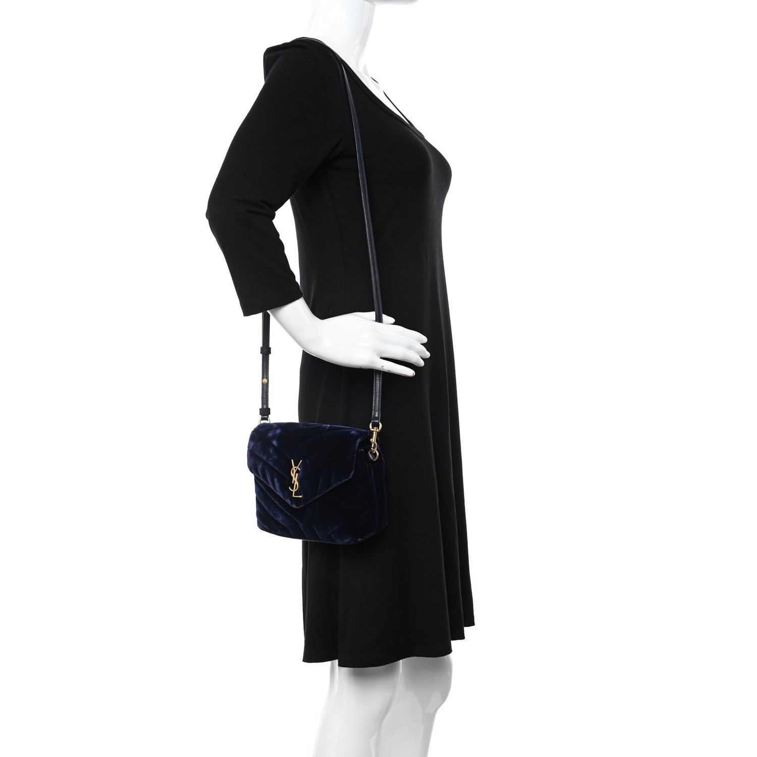 Saint Laurent Velvet Y Quilted Monogram Toy Loulou Crossbody Bag Deep Marine 2 of 14