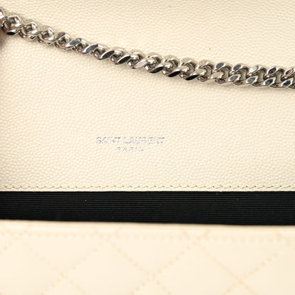 Saint Laurent Grain De Poudre Textured Mixed Matelasse Triquilt Small Monogram Satchel Crema Soft 7 of 11