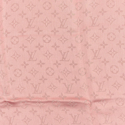 Louis Vuitton Silk Lurex Wool Monogram Shine Shawl Rose Velours 4 of 4